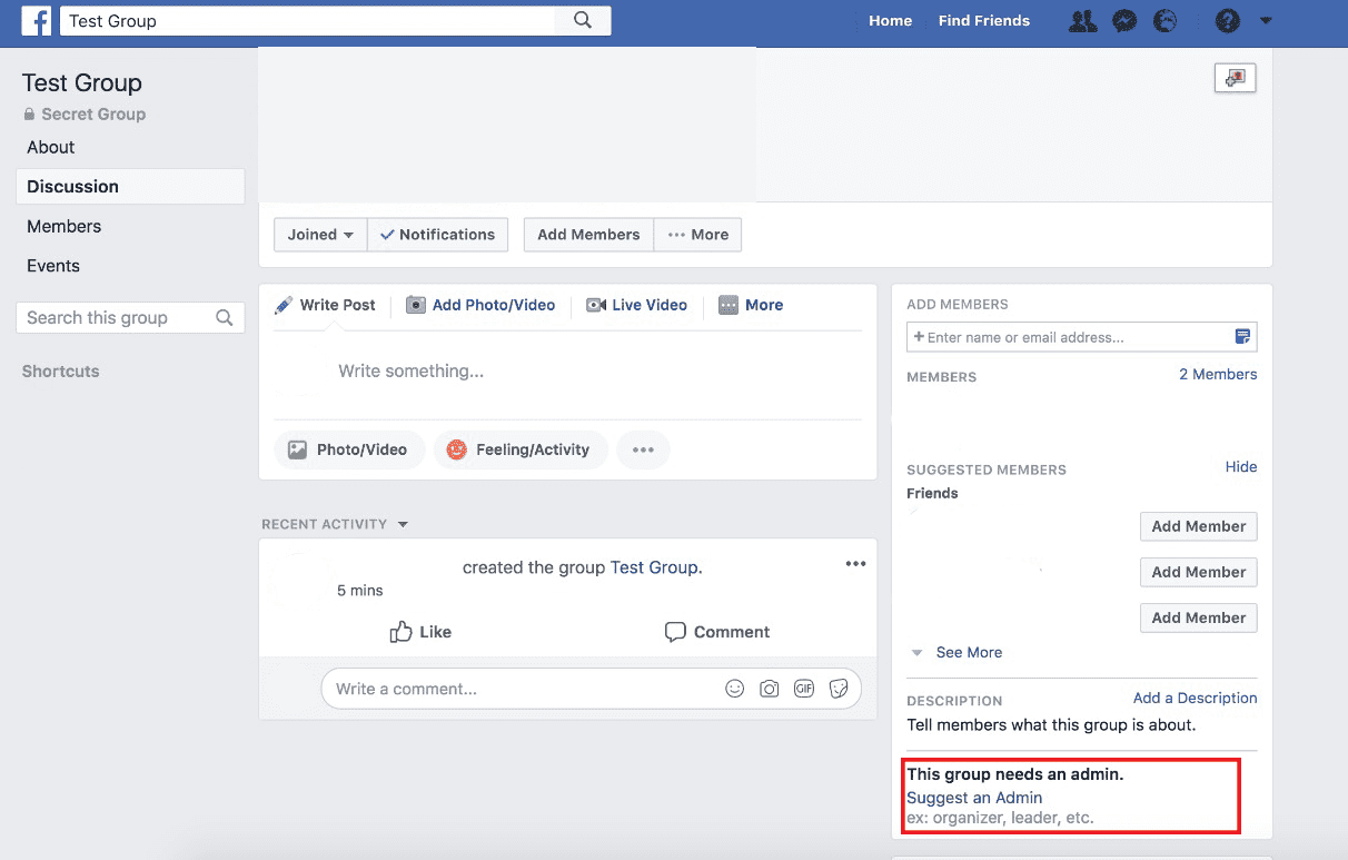 This group needs an admin - How to delete a Facebook Group