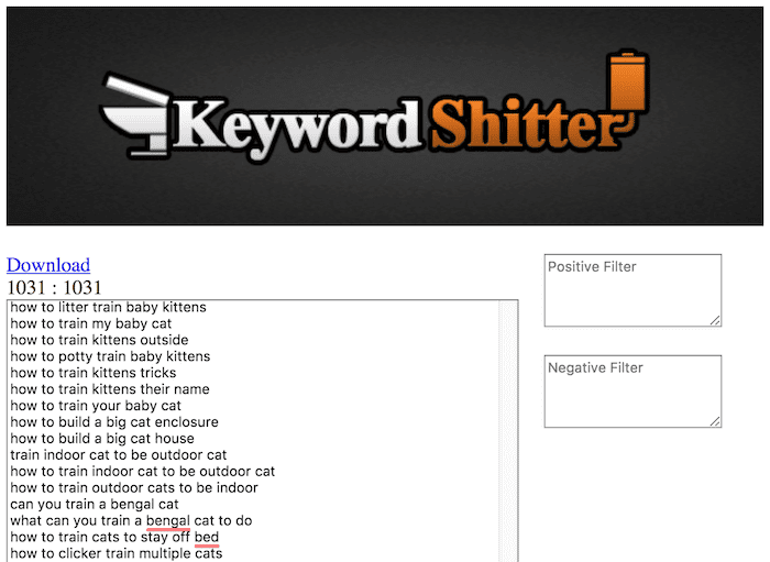 KeywordShitter keywords research