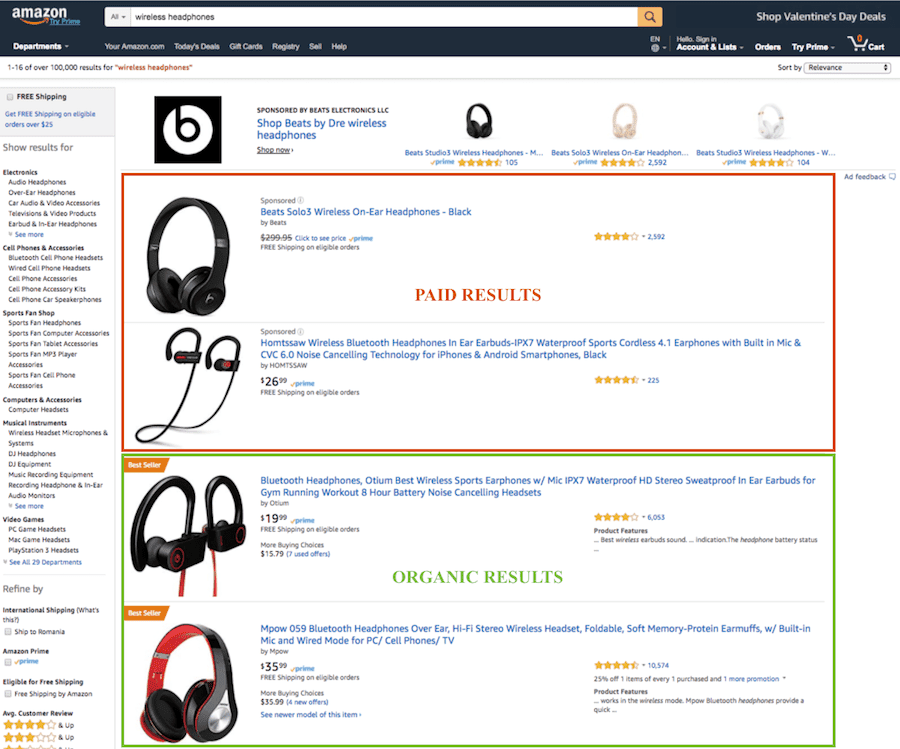 Amazon search results