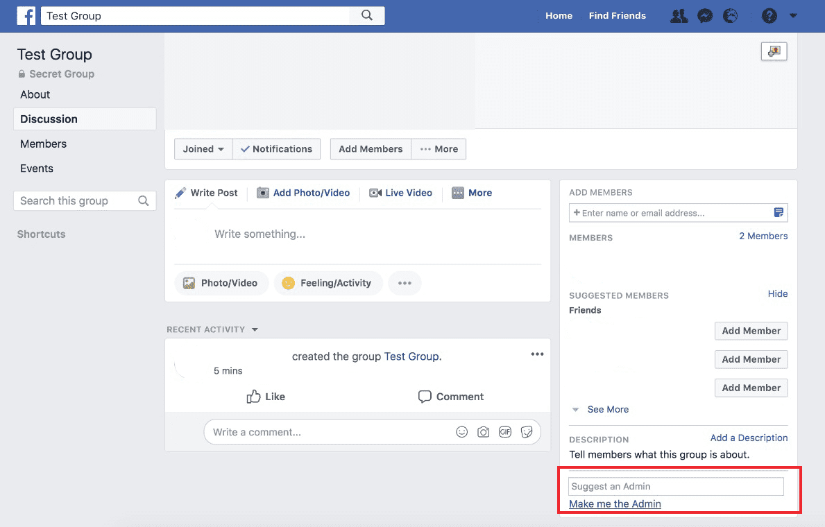 Suggest an admin - How to delete a Facebook group